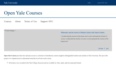 Screenshot of Oyc.yale.edu