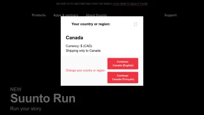 Screenshot of Suunto.com