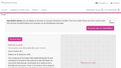 Screenshot of Books.openedition.org