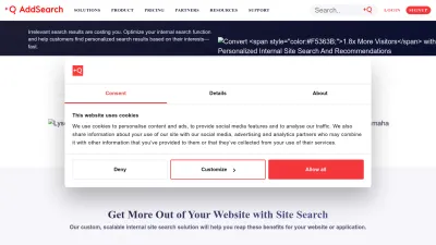 Screenshot preview of addsearch.com