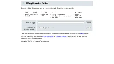 Screenshot of Zxing.org