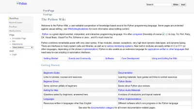 Screenshot of Wiki.python.org