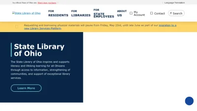 Screenshot of Library.ohio.gov
