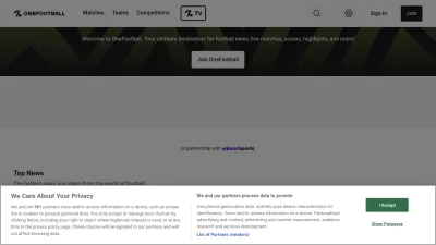 Screenshot preview of onefootball.com