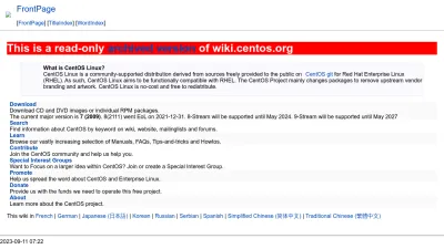 Screenshot of Wiki.centos.org
