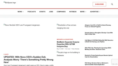 Screenshot of Biospace.com