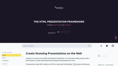Screenshot of Revealjs.com
