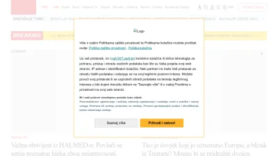 Screenshot of Vecernji.hr