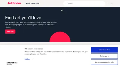 Screenshot of Artfinder.com