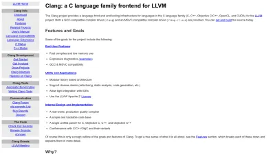 Screenshot of Clang.llvm.org