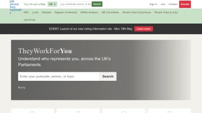 Screenshot of Theyworkforyou.com