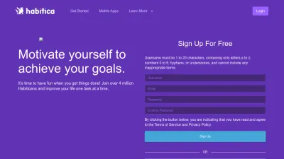 Screenshot of Habitica.com