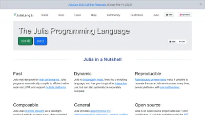 Screenshot of Julialang.org