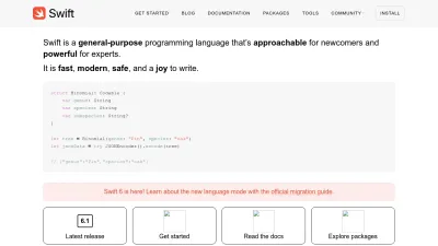 Screenshot of Swift.org
