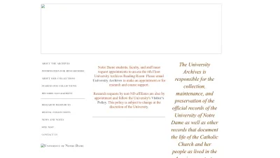 Screenshot preview of archives.nd.edu