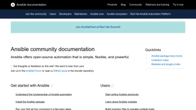 Screenshot of Docs.ansible.com