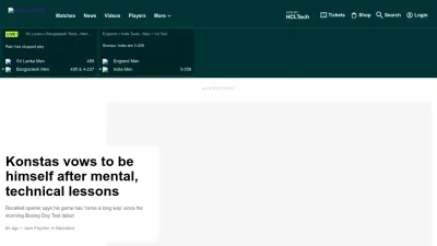 Screenshot preview of cricket.com.au