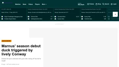 Screenshot of Cricket.com.au