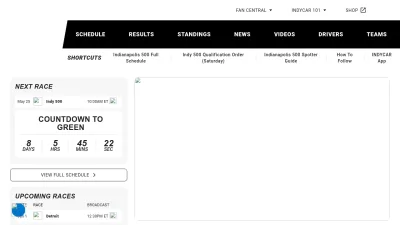 Screenshot of Indycar.com