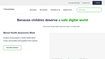 Screenshot of Internetmatters.org