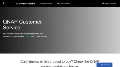 Screenshot of Service.qnap.com