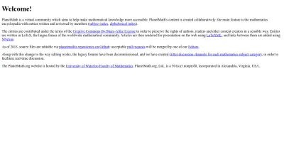 Screenshot of Planetmath.org