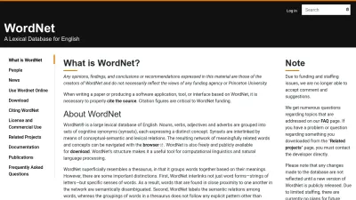 Screenshot preview of wordnet.princeton.edu