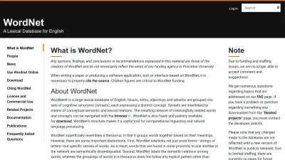 Screenshot of Wordnet.princeton.edu