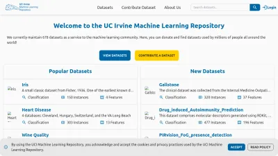 Screenshot of Archive.ics.uci.edu
