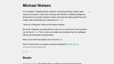 Screenshot of Michaelnielsen.org