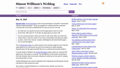 Screenshot of Simonwillison.net