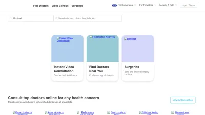 Screenshot preview of practo.com