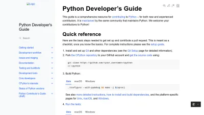 Screenshot of Devguide.python.org