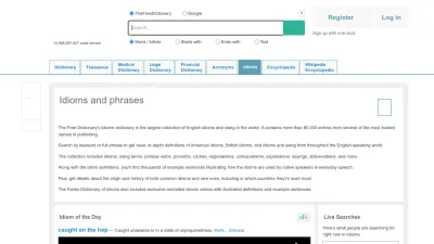 Screenshot of Idioms.thefreedictionary.com