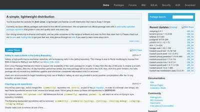 Screenshot of Archlinux.org