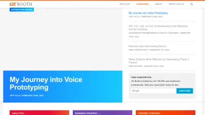 Screenshot of Uxbooth.com