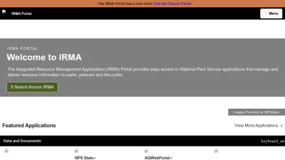 Screenshot of Irma.nps.gov