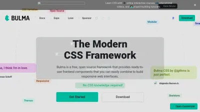 Screenshot preview of bulma.io