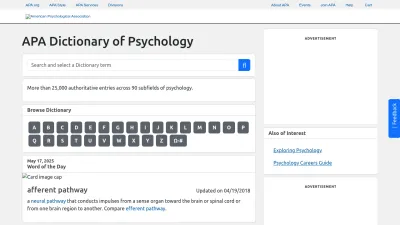Screenshot of Dictionary.apa.org
