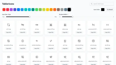 Screenshot preview of tablericons.com