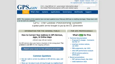 Screenshot of Gps.gov