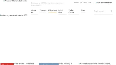 Screenshot of Numismatics.org