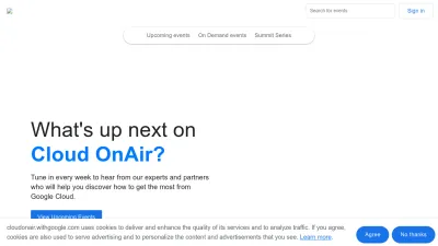Screenshot of Cloudonair.withgoogle.com