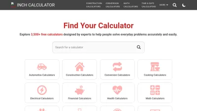 Screenshot of Inchcalculator.com