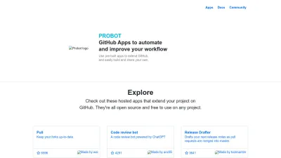 Screenshot of Probot.github.io