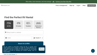 Screenshot preview of rvshare.com
