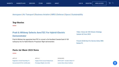 Screenshot preview of aviationweek.com
