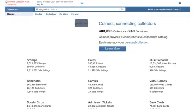 Screenshot of Colnect.com