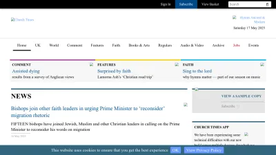 Screenshot of Churchtimes.co.uk