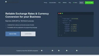 Screenshot of Currencylayer.com